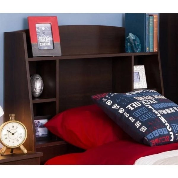 Twin size Bookcase Storage Headboard in Espresso Wood Finish - Image 2