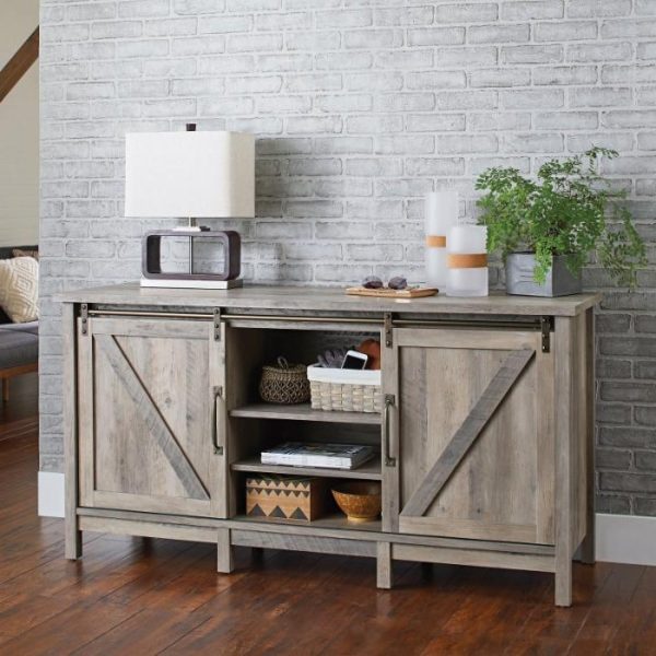Rustic FarmHome TV Stand with Sliding Barn Panel Doors - Image 2