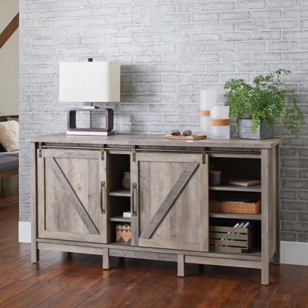 Rustic FarmHome TV Stand with Sliding Barn Panel Doors - Image 3