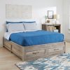 Queen Farmhome Platform Bed with Storage Drawers in Grey Wood Finish - Image 2