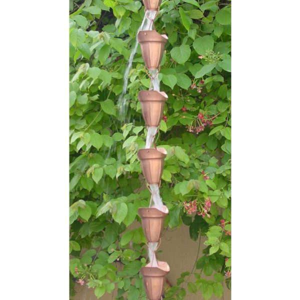 Pure Copper 8.5 Ft Rain Chain with 17 Bell Cups - Image 2
