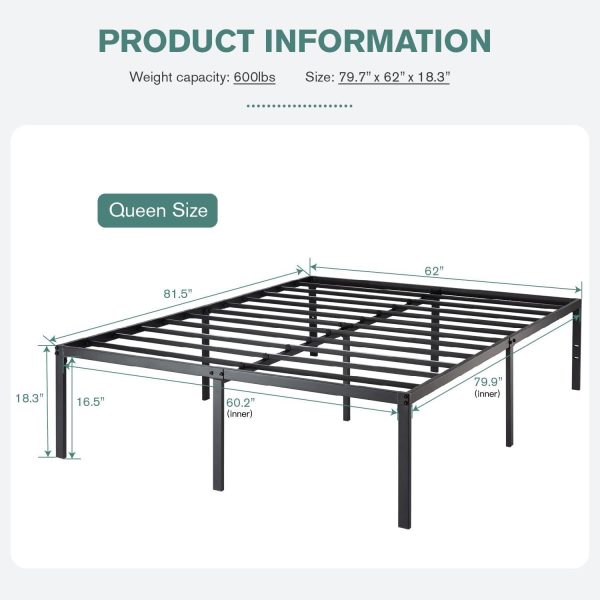 Queen 18-inch Metal Platform Bed Frame with Under-Bed Storage Space - Image 4