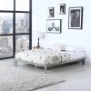 Queen size Silver Metal Platform Bed Frame with Wooden Slats - Image 2
