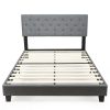 Queen Size Grey Linen Upholstered Platform Bed - Image 2