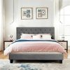 Queen Size Grey Linen Upholstered Platform Bed - Image 4