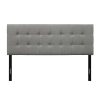 Queen Modern Classic Style Button-Tufted Headboard in Grey Upholstered Fabric - Image 2