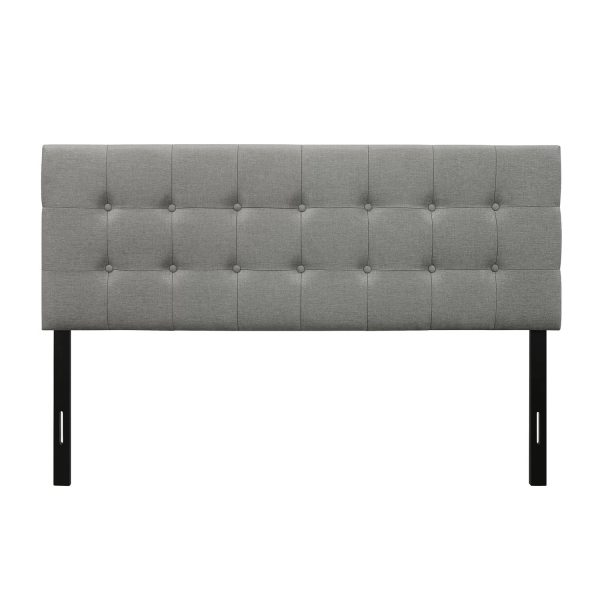 Queen Modern Classic Style Button-Tufted Headboard in Grey Upholstered Fabric - Image 2
