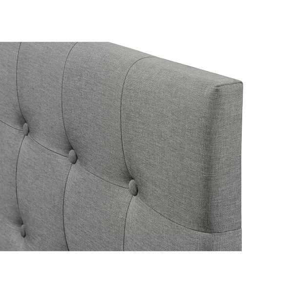 Queen Modern Classic Style Button-Tufted Headboard in Grey Upholstered Fabric - Image 3