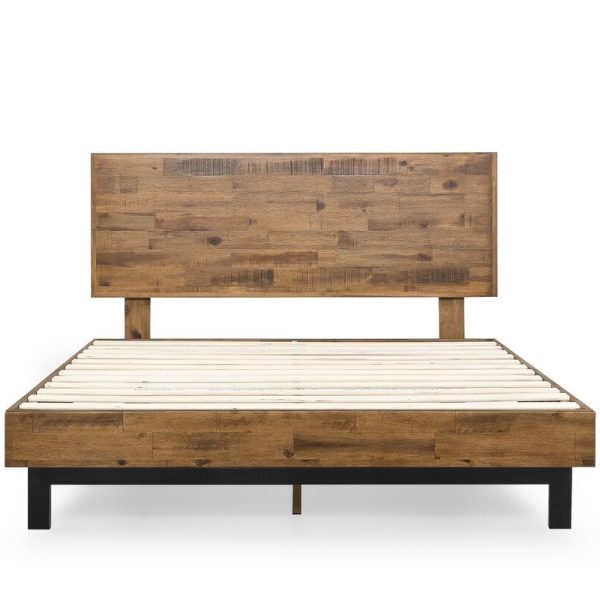 Rustic FarmHome Low Profile Pine Slatted Platform Bed in Queen - Image 2