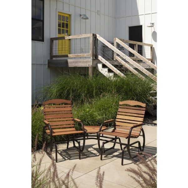 Modern FarmHome 3 Piece Glider Chairs Set with Side Table - Image 3