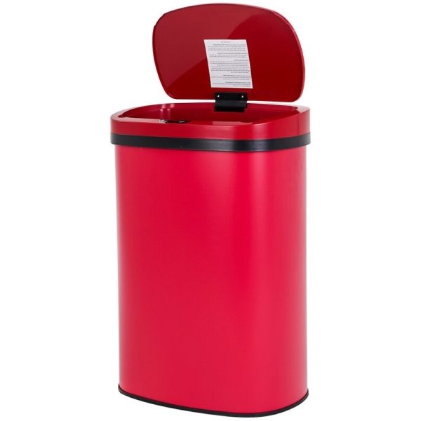 Red 13 Gallon Stainless Steel Motion Sensor Trash Can - Image 2