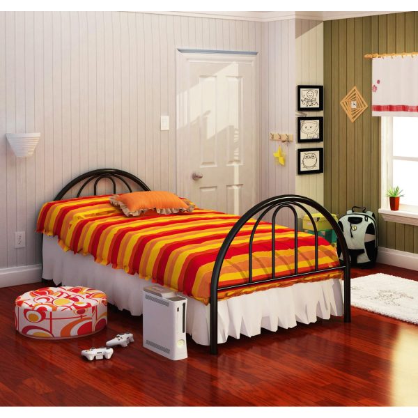Twin Black Metal Platform Bed Frame with Arch Headboard & Footboard - Image 2