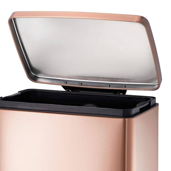 Stainless Steel 13-Gallon Kitchen Trash Can with Step Lid in Copper Rose Gold - Image 4