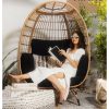 Oversized Patio Lounger Indoor/Outdoor Wicker Egg Chair Black - Image 2