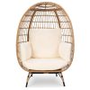 Oversized Patio Lounger Indoor/Outdoor Wicker Egg Chair Off White