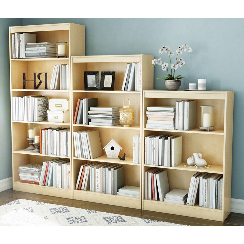 Natural Wood Finish Book Shelf Bookcase with 4 Shelves - Image 2
