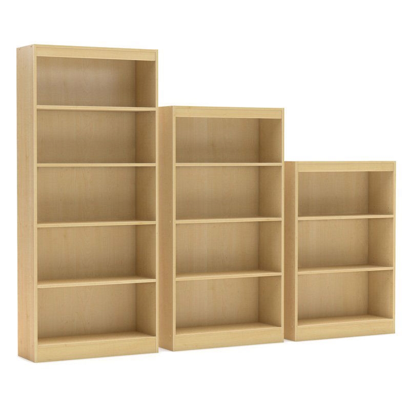 Natural Wood Finish Book Shelf Bookcase with 4 Shelves - Image 3