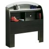 Twin-size Bookcase Headboard in Black Onyx Charcoal Finish - Image 2