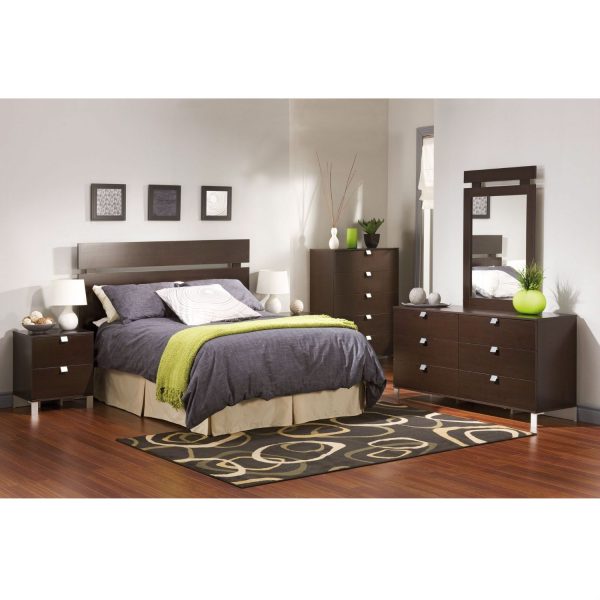 Full / Queen size Modern Headboard in Dark Brown Chocolate Finish - Image 2
