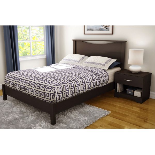 Full size Contemporary Headboard in Chocolate Brown Wood Finish - Image 2