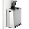 Dual Stainless Steel 16-Gallon Trash Can Recycle Bin with 2 Step on Pedal Lids - Image 2