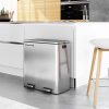 Dual Stainless Steel 16-Gallon Trash Can Recycle Bin with 2 Step on Pedal Lids - Image 4