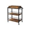 Farmhouse 3-Tier Kitchen Microwave Cart with Serving Tray on Wheels - Image 2