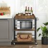 Farmhouse 3-Tier Kitchen Microwave Cart with Serving Tray on Wheels - Image 5
