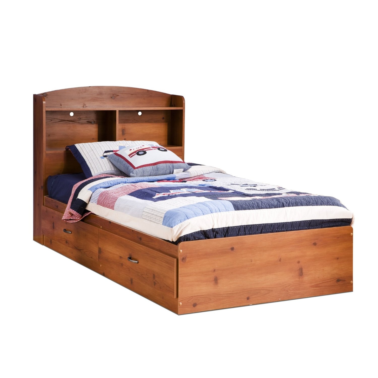 Twin size Bookcase Headboard in Sunny Pine Finish - Image 2