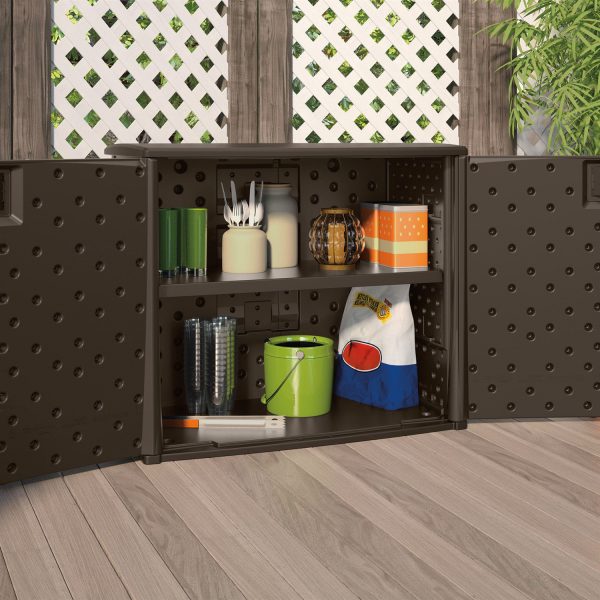 Outdoor Resin Wicker Storage Cabinet Shed in Dark Mocha Brown - Image 2