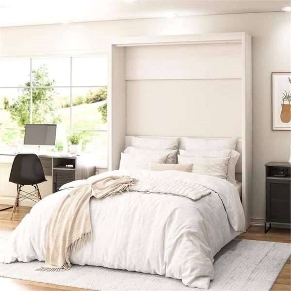 Full size Murphy Bed Space Saving Wall Bed Frame in Ivory Oak Finish - Image 3