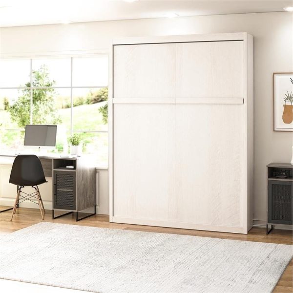 Full size Murphy Bed Space Saving Wall Bed Frame in Ivory Oak Finish - Image 4