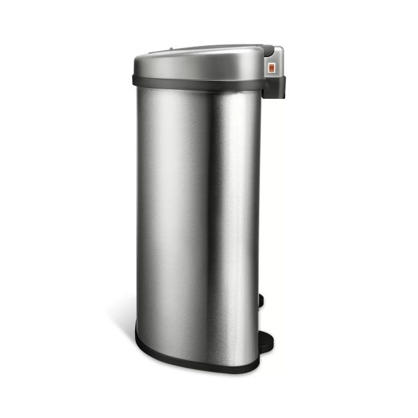 Dual Stainless Steel 18-Gallon Trash Can Recycle Bin with Motion Sensor Lid - Image 2
