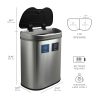 Dual Stainless Steel 18-Gallon Trash Can Recycle Bin with Motion Sensor Lid - Image 4