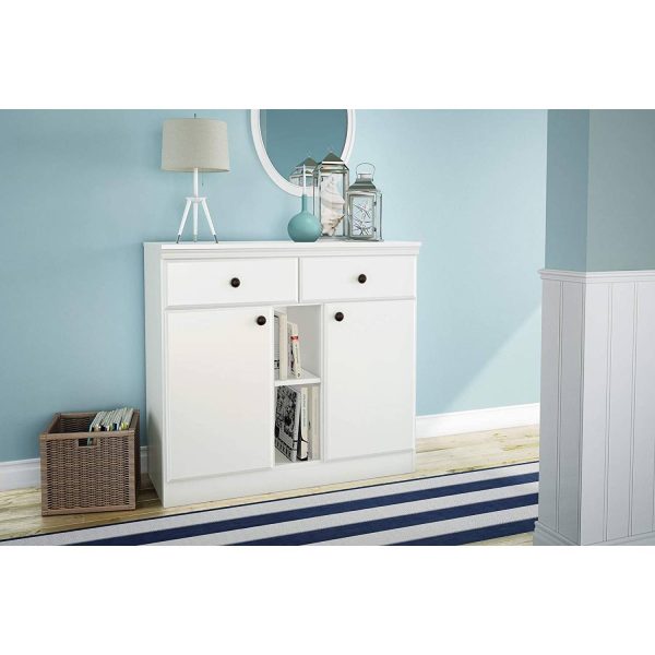 White Dining Room Sideboard Buffet Console Table with 2 Drawers - Image 2