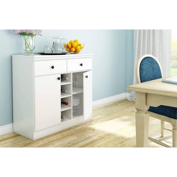White Dining Room Sideboard Buffet Console Table with 2 Drawers - Image 3