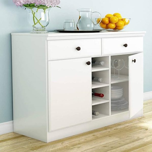White Dining Room Sideboard Buffet Console Table with 2 Drawers - Image 4