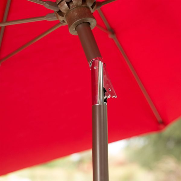 Sunbrella 9-Ft Patio Umbrella with Deluxe Tilt in Antique Bronze with Red Shade - Image 2