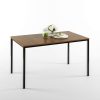 Modern 48 x 30 inch Steel Frame Dining Table with Wood Grain Top - Image 2