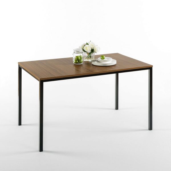 Modern 48 x 30 inch Steel Frame Dining Table with Wood Grain Top - Image 2
