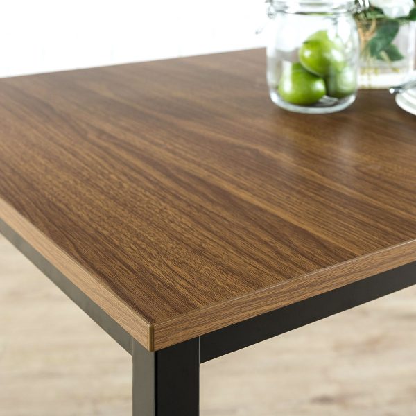 Modern 48 x 30 inch Steel Frame Dining Table with Wood Grain Top - Image 3