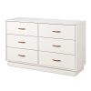 6-Drawer Double Dresser in White Finish with Interchangeable Handles - Image 3