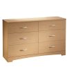 6 Drawer Dresser Modern Bedroom Chest in Natural Maple Finish