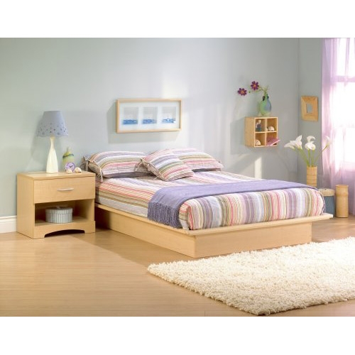 Queen Size Platform Bed Frame in Natural Maple Finish - Image 2