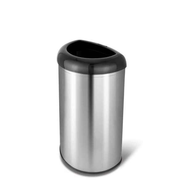 Stainless Steel Black Open Top 13-Gallon Kitchen Trash Can with No Lid - Image 2