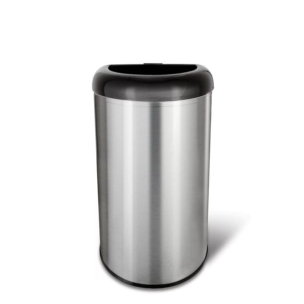 Stainless Steel Black Open Top 13-Gallon Kitchen Trash Can with No Lid - Image 4