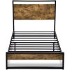 Twin size Metal Wood Platform Bed Frame with Industrial Headboard - Image 3