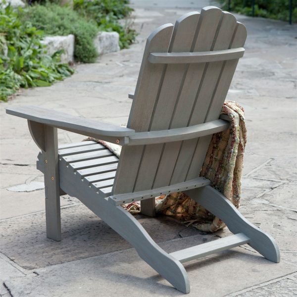 Outdoor Weather Resistant Eucalyptus Wood Adirondack Chair in Driftwood Finish - Image 2