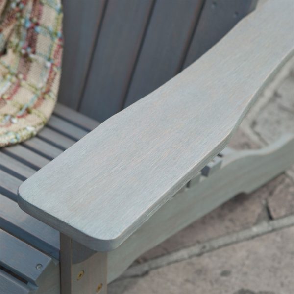 Outdoor Weather Resistant Eucalyptus Wood Adirondack Chair in Driftwood Finish - Image 3