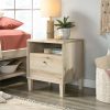 Light Maple Wood Farmhouse Style 1-Drawer Nightstand with Open Shelf - Image 2